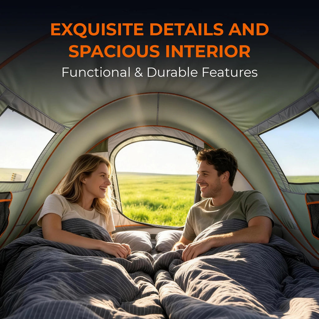 4 Person Pop Up Camping Tent Instant Setup Waterproof Family Tent with Front Awning Automatic Throw Pop Up Tent 280x200x120cm Green Outdoor Hiking Beach Backpacking Tent 3 to 4 People
