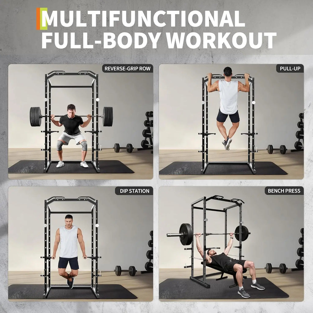 Adjustable Multi-Functional Power Rack with Pull-Up Bar for Home/Garage Gym