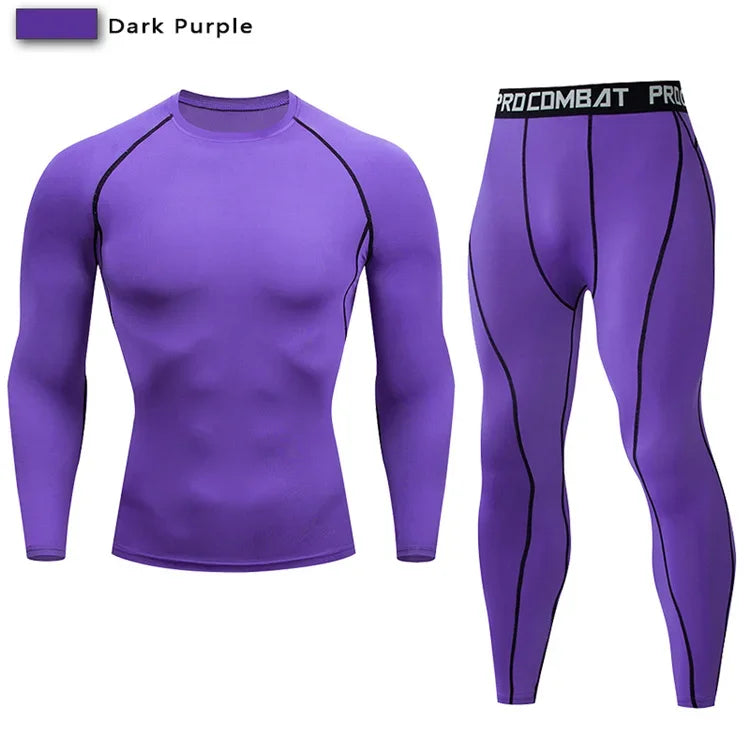 2pcs Men Compression Sportswear Suit Elastic Training Sports Yoga Sets Workout Jogging Fitness Clothing Tracksuit Pants Sporting