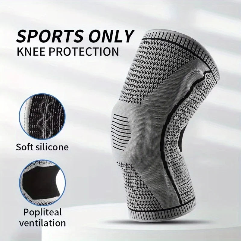 Non Slip Knee Support Brace Pad Stabilizers Comfort Elastic Knee Braces Fit Compression Sleeve for Arthritis Sports Grey