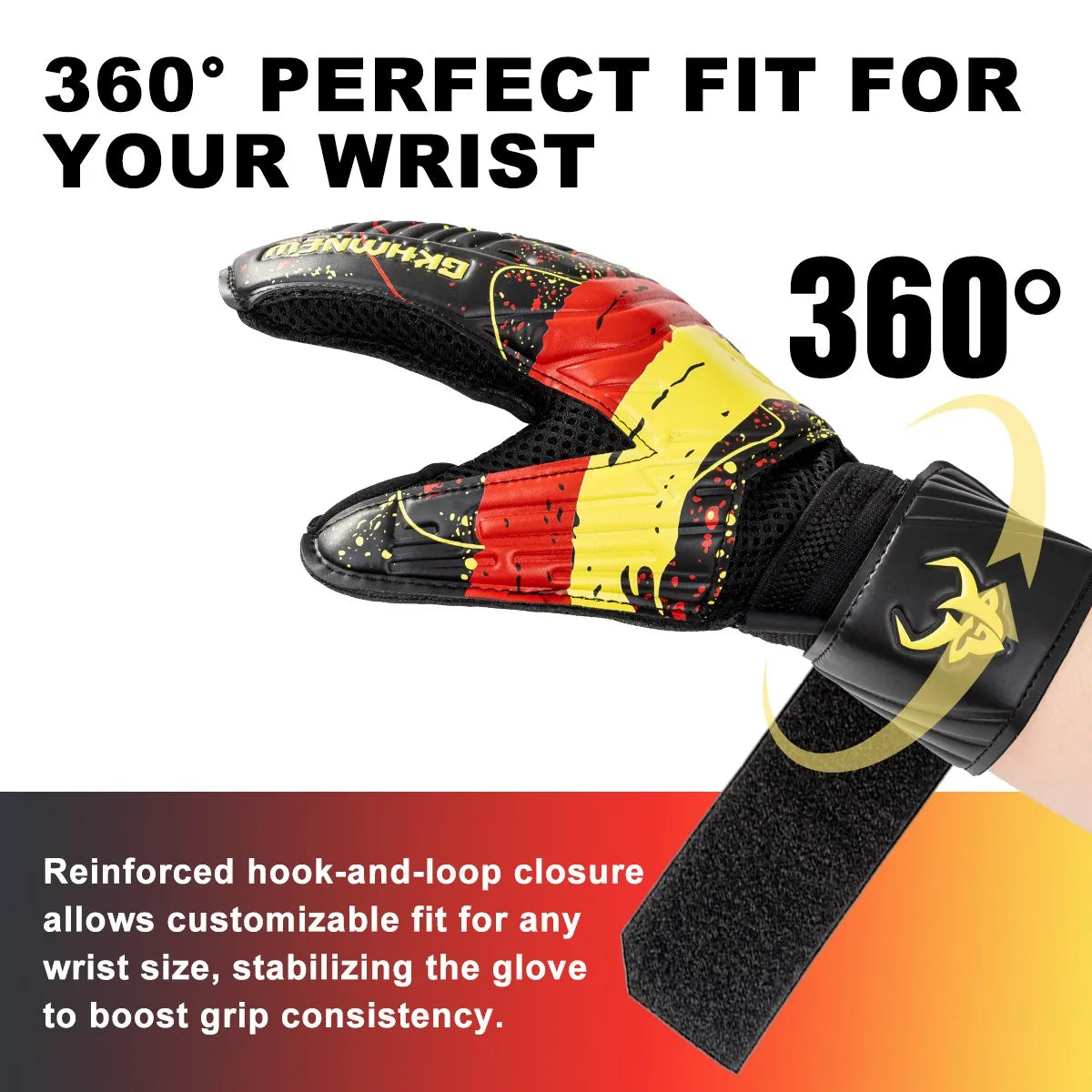 Goalkeeper Gloves for Adult and Youth Strong Latex Grip Double Wrist Support and Breathable Mesh