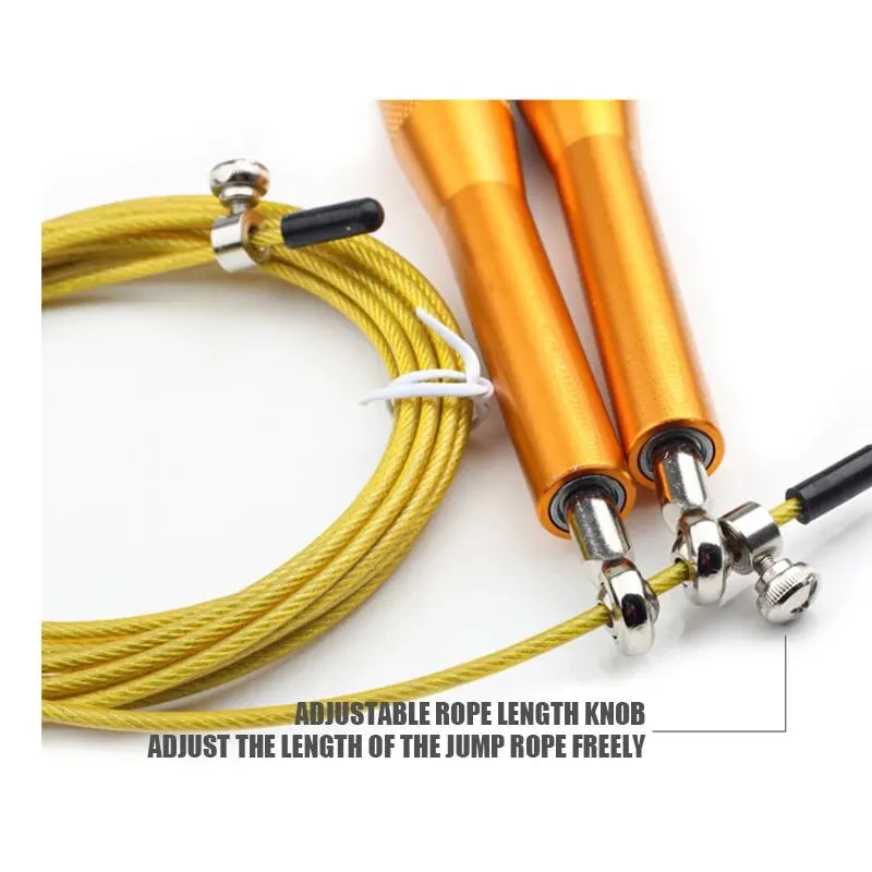 High Fast Speed Wire Jump Rope Black Adjustable Steel Rope with Aluminum Handles for Fitness