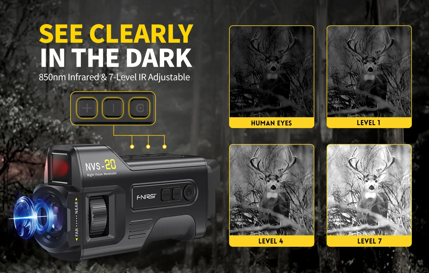 NVS‑20 4K HD Monocular Night Vision Goggles 6X Digital Zoom 300m Hunting Camping Scope Day and Night Dual Use