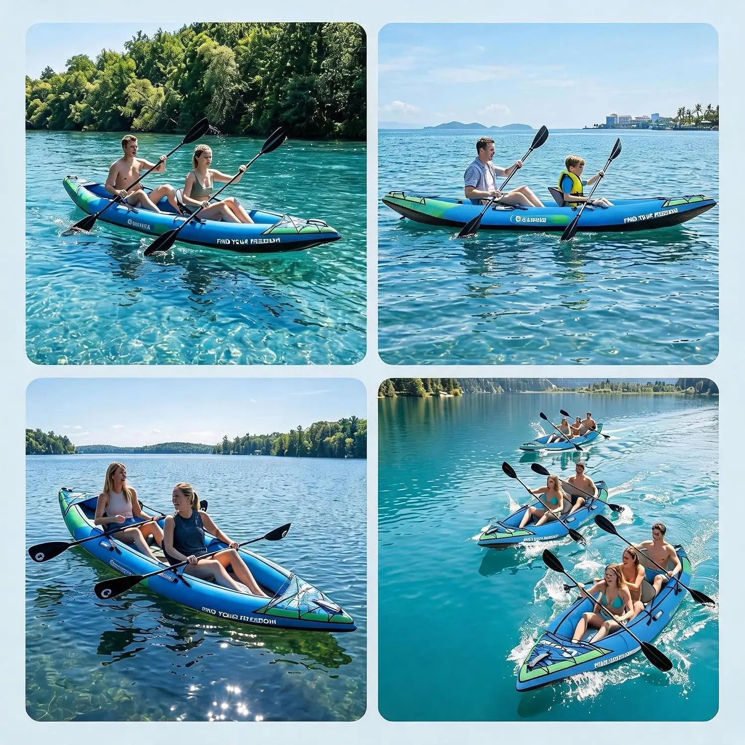 2 Person Heavy Duty Inflatable Kayak Long Lasting PVC Rafting Adventure Boat for Thrilling Swimming Pool Lake Float Raft Kayak Fishing Boat