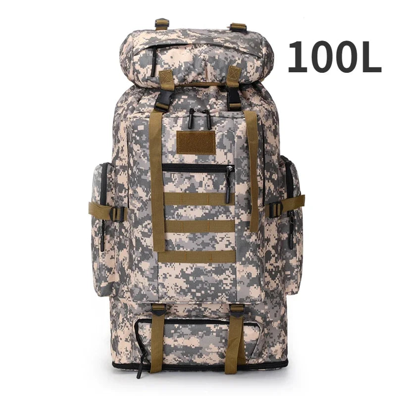 Large 80L 100L Mountaineering Backpack for Hiking Camping Travel and Tactical Outdoor Use