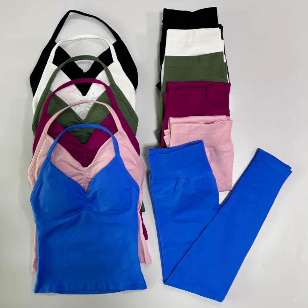 Womens Tank Tops & High Waist Scrunch Yoga Leggings