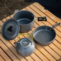 3PCS Camping Cookware Set Pot Pan Kettle Set Portable Cooker for 2 to 3 People with Mesh Bag for Camping Backpacking Outdoor Picnic