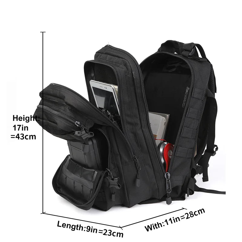 30L Men’s Backpack, 1000D Nylon Waterproof Outdoor Tactical Pack for Camping and Hunting