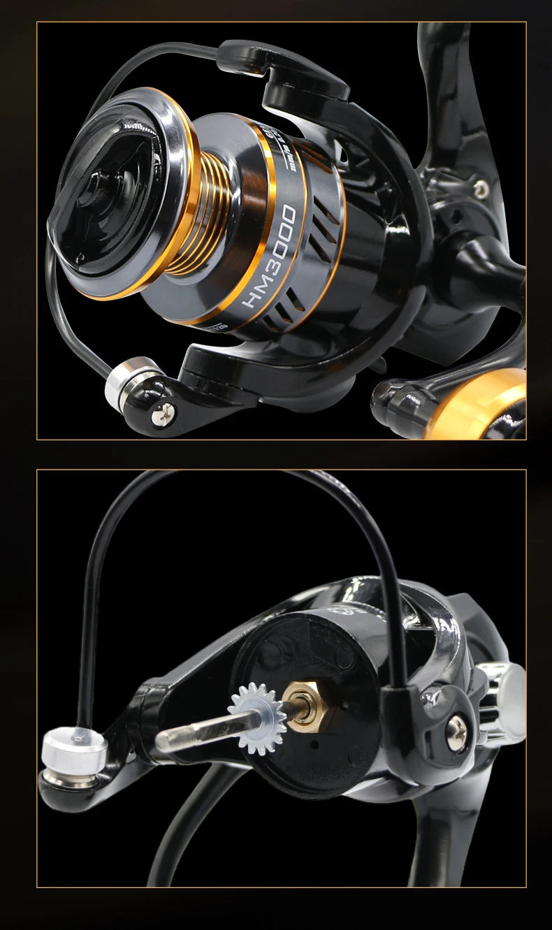 HM NEW Fishing Reel Spinning Reel Metal Reel Cup 10 kg Max Drag Power High‑Speed Spinning Wheel for Any Water Body