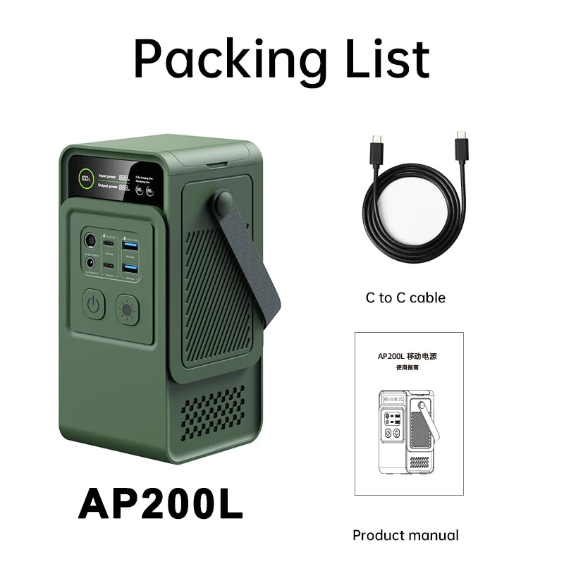 200W Power Station Camping 192Wh Lifepo4 Power Bank 60000mAh Portable Charger Battery Emergency Power USB Type C Port