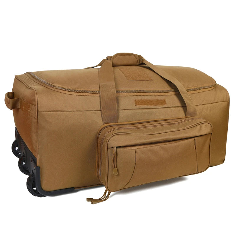 124L Large Capacity Tactical Duffel Bag, Rolling Heavy‑Duty Camping and Travel Luggage