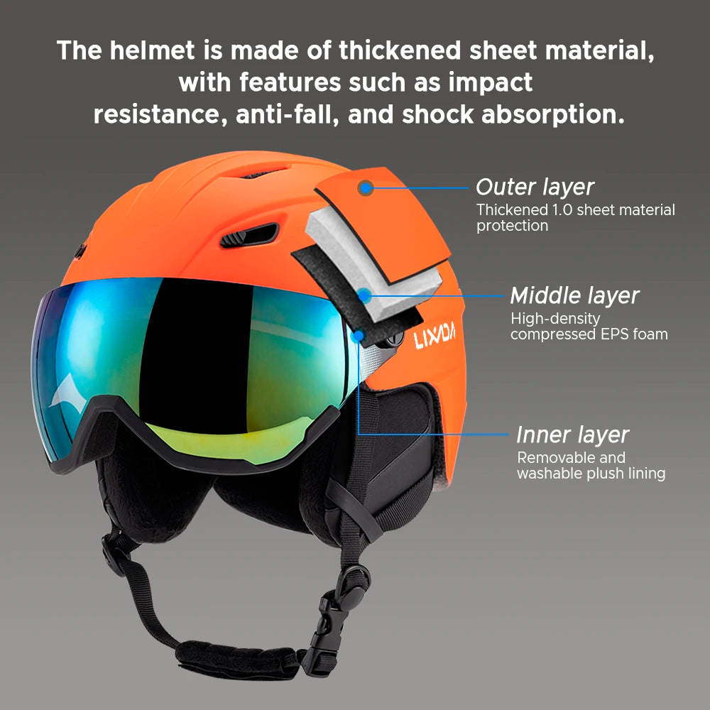 Integrated Ski Helmet Men and Women Snowboard Helmet with Removable Visor Goggles Men and Women Snowboard Wear