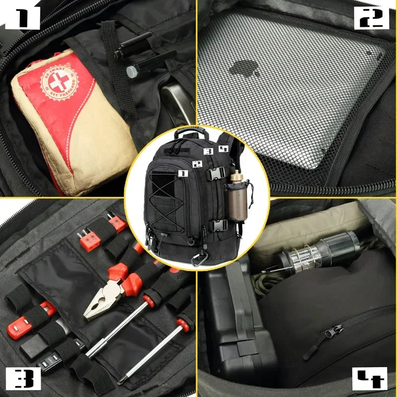 Extra Large 60L Tactical Backpack for Men Women Outdoor Water Resistant Hiking Travel Laptop Backpack