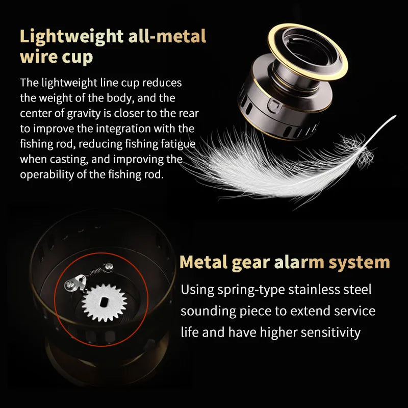 Two‑Hand Rotating Fishing Reel HE1000–7000 Series, 5.2:1 Gear Ratio, 22.05 lb Drag, Smooth Aluminum Alloy Body, Left/Right Hand Convertible, Suitable for Freshwater and Saltwater