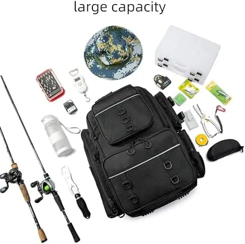 Fishing Backpack Tackle Bag with Tackle Boxes Large Strong Material Fishing Storage Pack