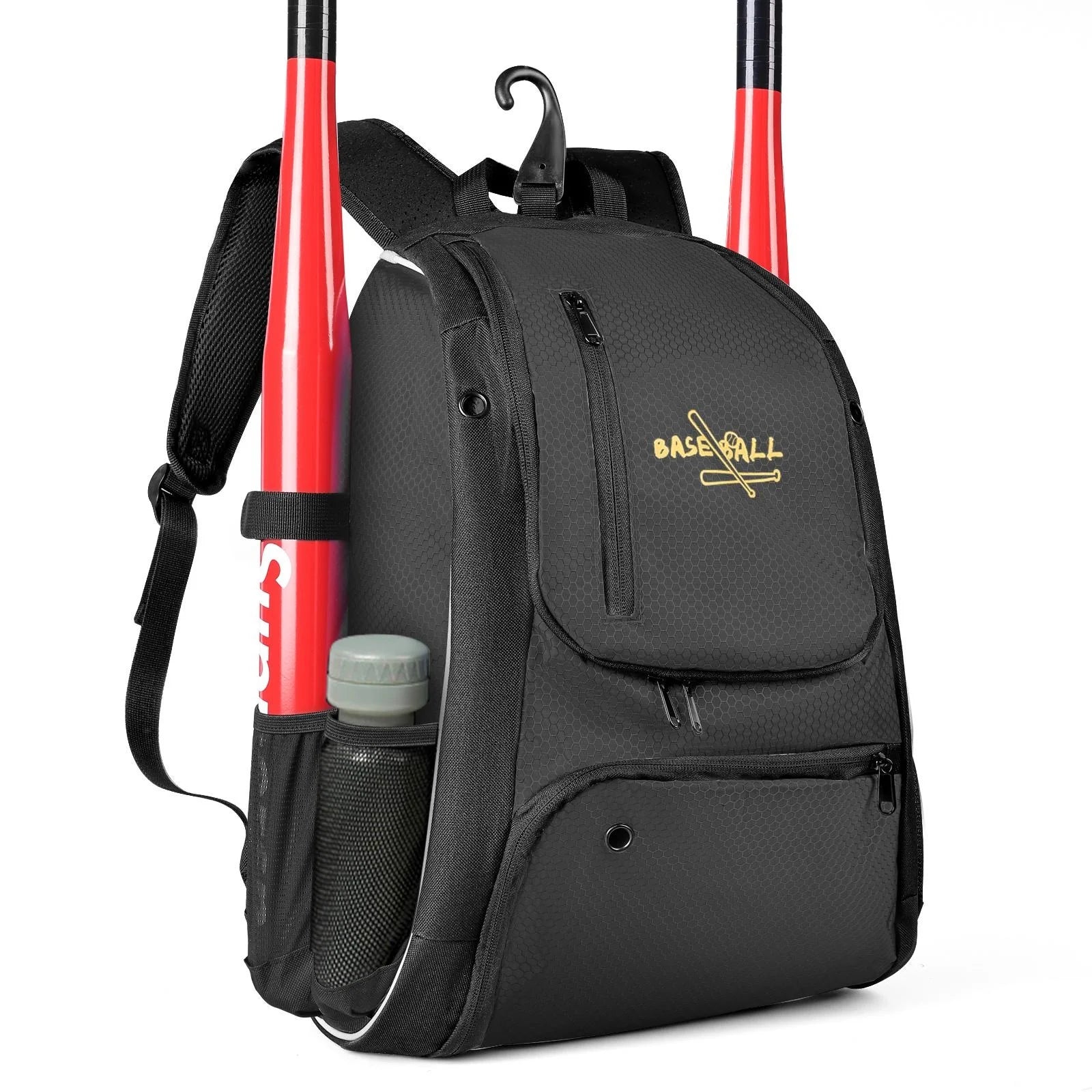 Baseball Bag Softball Bag Waterproof Backpack Shoulder Sport Bag for Youth Boys Girls Adults with Fence Hook Ball Bat Batting Glove Gear