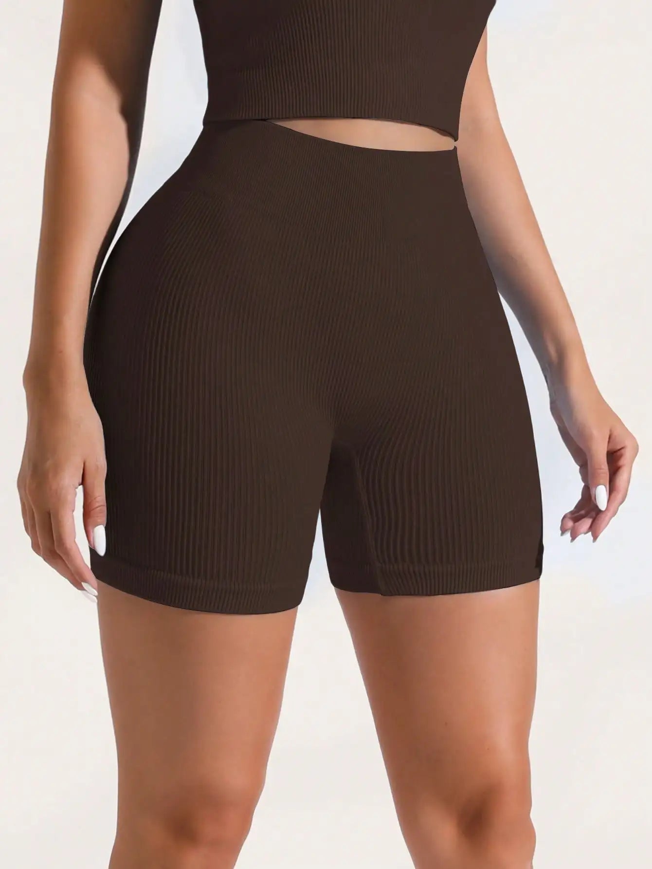 Women’s Shorts Outdoor Vacation Wear Solid Color High Waist Seamless Knit Comfortable Versatile for Sports Gym Running Tennis Yoga Pilates Casual Daily Wear Classic Ribbed Mesh