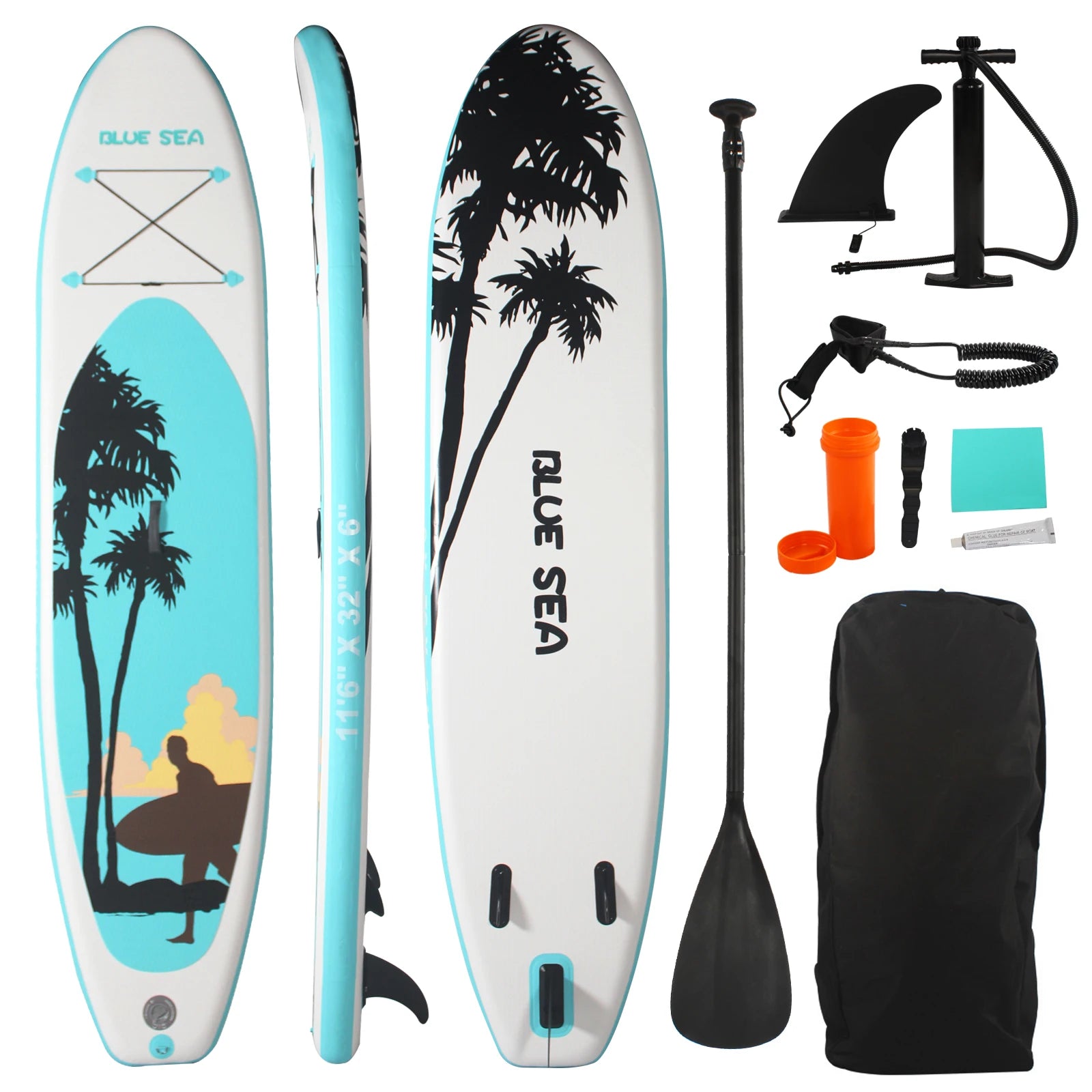 Portable Inflatable Stand Up Paddle Board, 10'6" × 32" × 6", Premium PVC, Full Kit for Adults and Youth