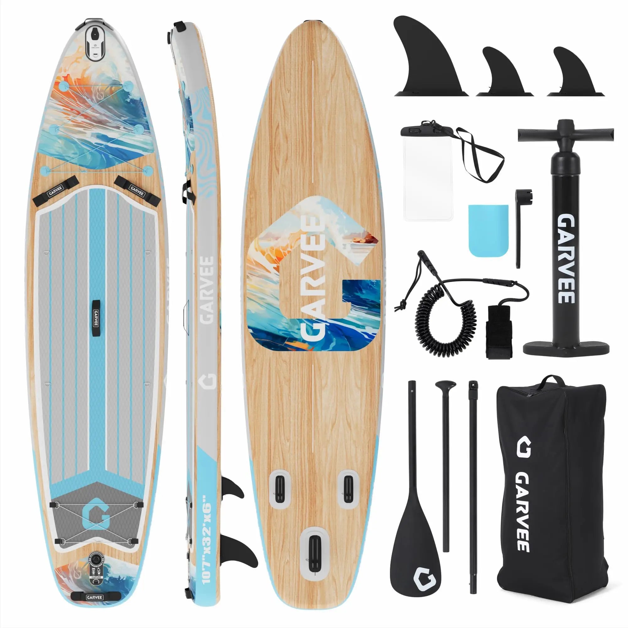 Inflatable Paddle Board, Stand Up Inflatable SUP with Premium Accessories, High‑Capacity Design, Large Paddle Included