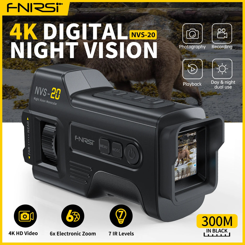 NVS‑20 4K HD Monocular Night Vision Goggles 6X Digital Zoom 300m Hunting Camping Scope Day and Night Dual Use