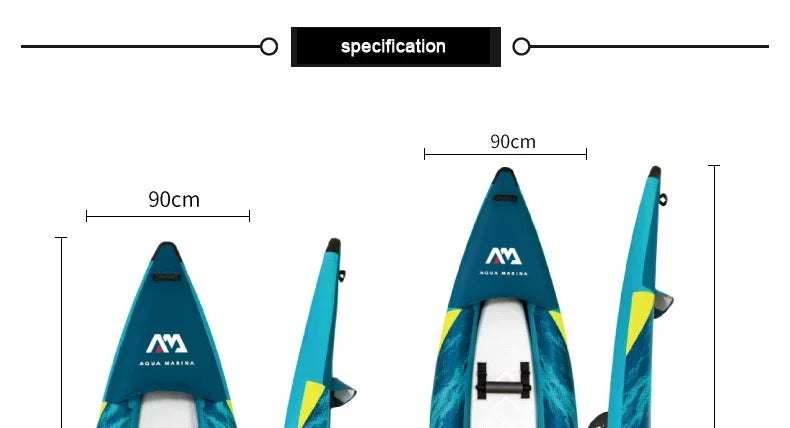 STEAM Aqua Marina Kayak 2025 Upgraded Printing Pattern Reinforced PVC Drop‑Stitch Floor V‑Shape Keel High‑Back Seat Fins and Footrest, Single or Tandem