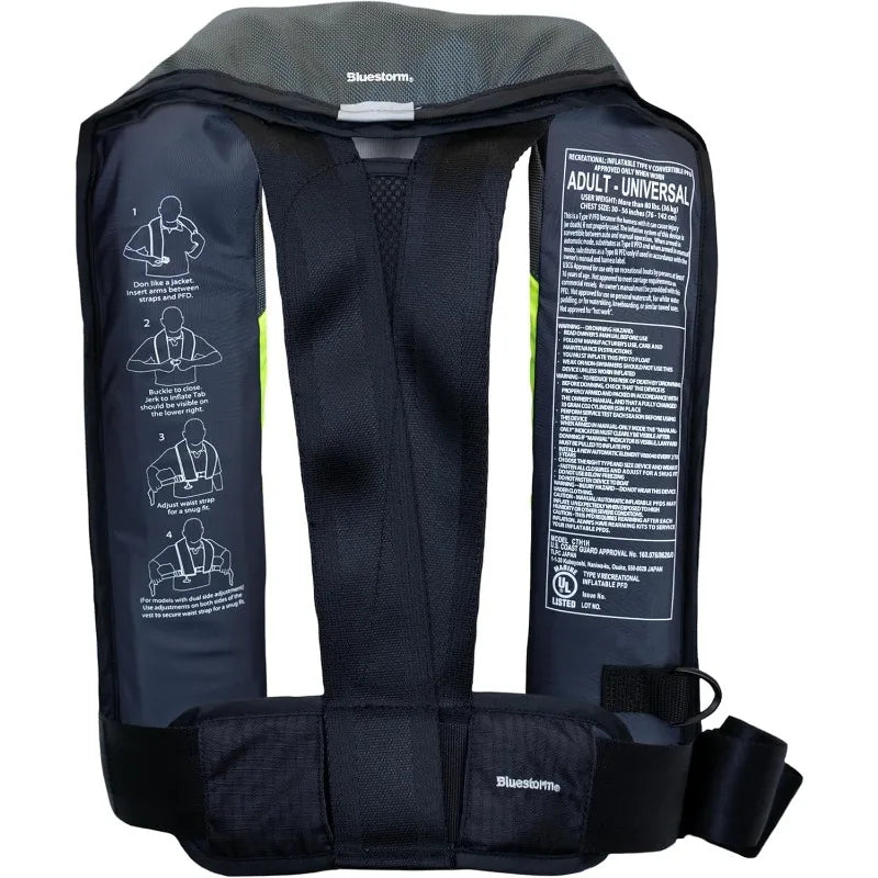 BLUESTORM Stratus 35 Inflatable Life Jacket PFD for Adults, USCG‑Approved Automatic Self‑Inflating Life Vest