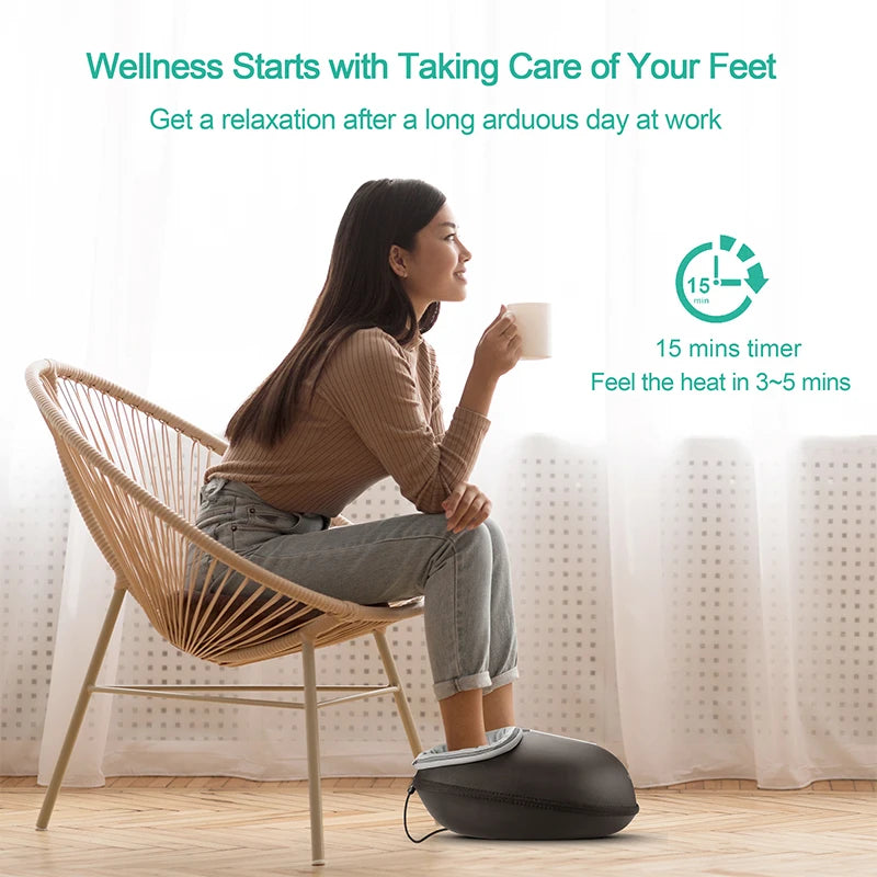 Foot Massager with Heating Therapy, Shiatsu Deep Kneading Roller for Muscle Relaxation and Pain Relief, Electric Foot Massage Machine