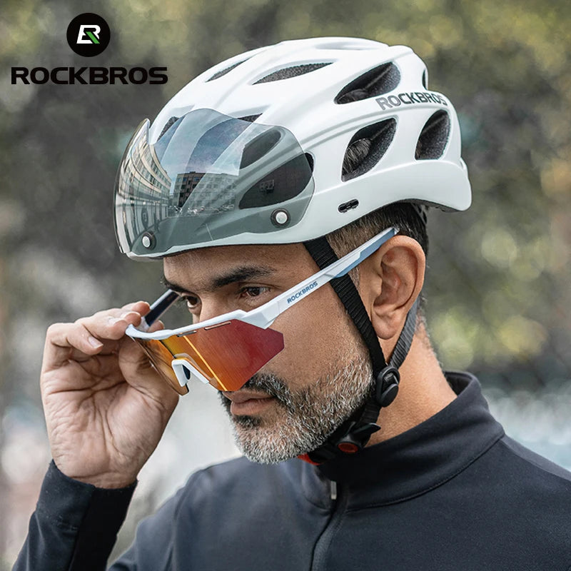 Cycling Helmet Lightweight Integrated Head Protection Safety Helmet with Goggles for Men and Women MTB and Road Bike Riding