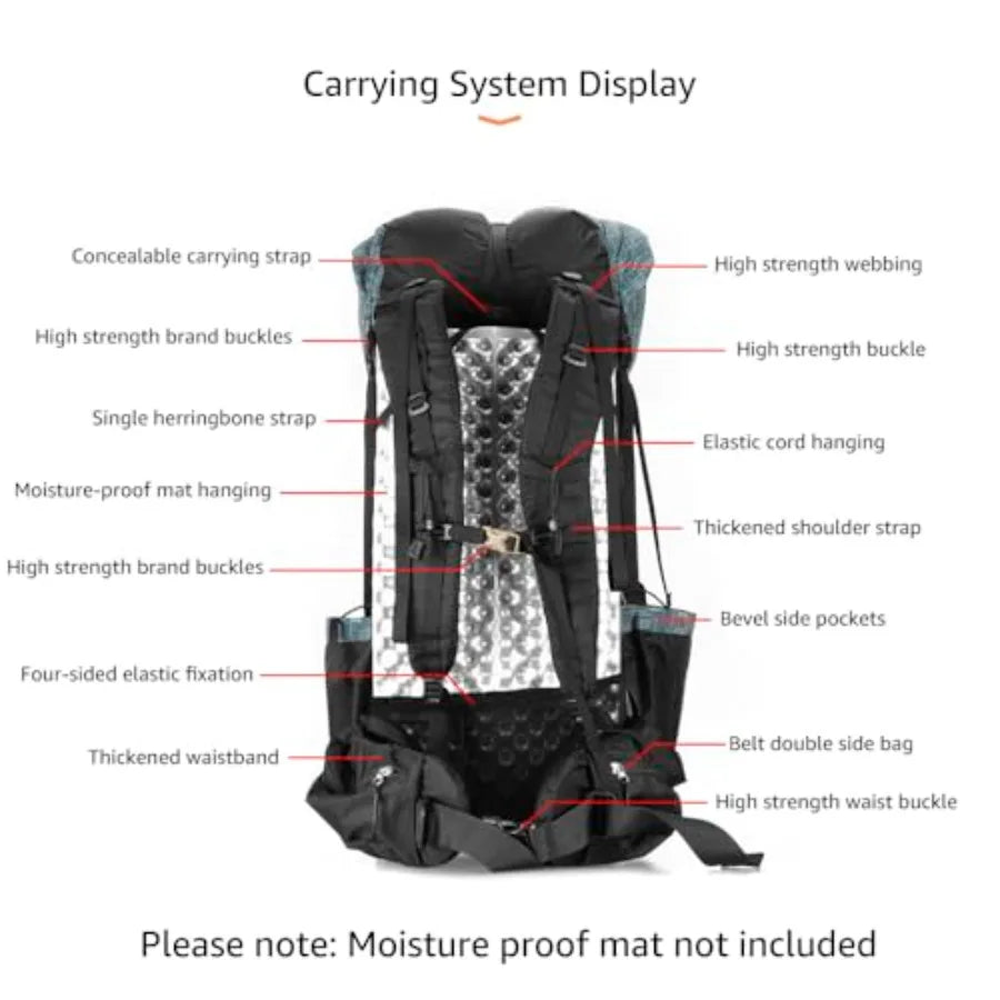 Hiking Backpack for Men Women 56L 40+16 Lightweight Outdoor Camping Trekking Daypack
