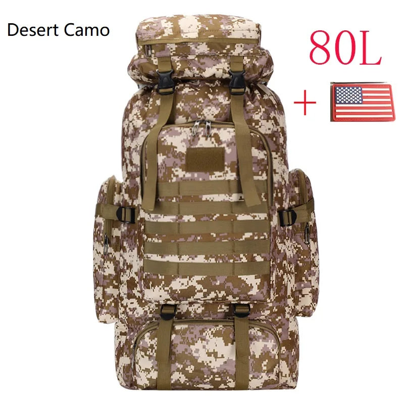 80L 100L Mountaineering Bag Climb Bag Tactical Backpack Large Outdoor Hiking Camping Travel Backpack