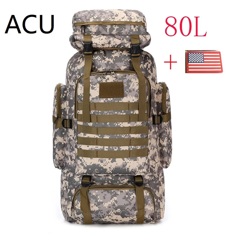 80L 100L Mountaineering Bag Climb Bag Tactical Backpack Large Outdoor Hiking Camping Travel Backpack