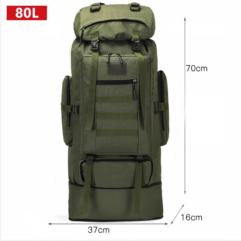 80L 100L Mountaineering Bag Climb Bag Tactical Backpack Large Outdoor Hiking Camping Travel Backpack