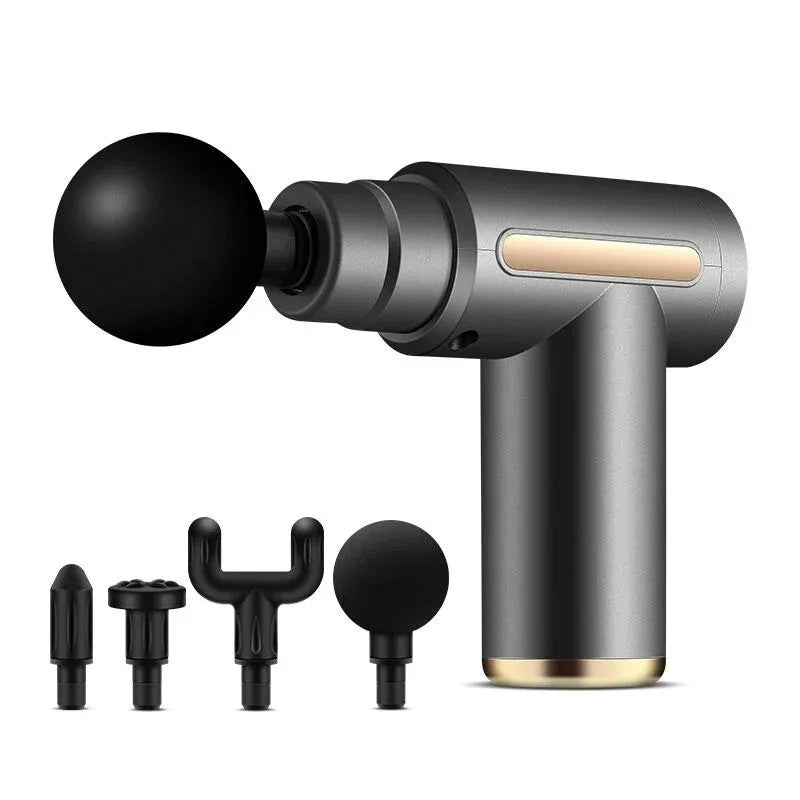 Fitness Hammer Compact Deep Tissue Massager – USB Rechargeable Fascia Gun with 4 Interchangeable Heads | Portable Muscle Massage Device for Pain Relief & Recovery