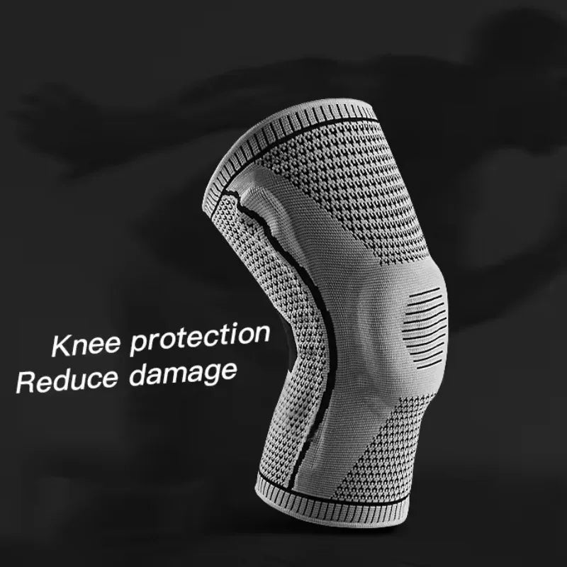 Non Slip Knee Support Brace Pad Stabilizers Comfort Elastic Knee Braces Fit Compression Sleeve for Arthritis Sports Grey