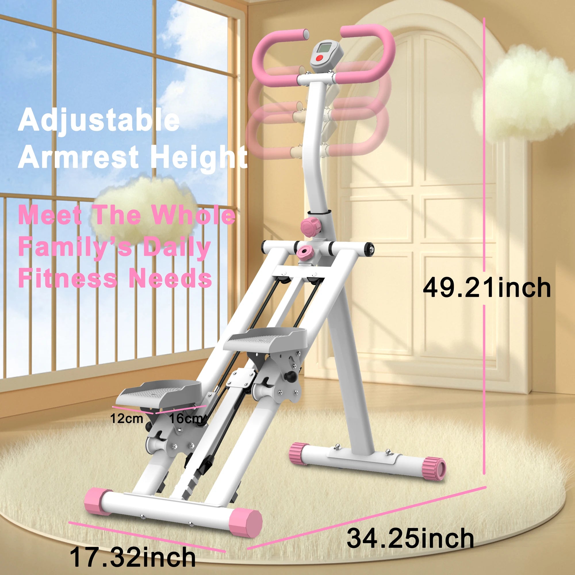 Stair Stepper with Resistance Full Body Vertical Climber for Home Workouts with Adjustable Handlebar and Compact Stable Frame