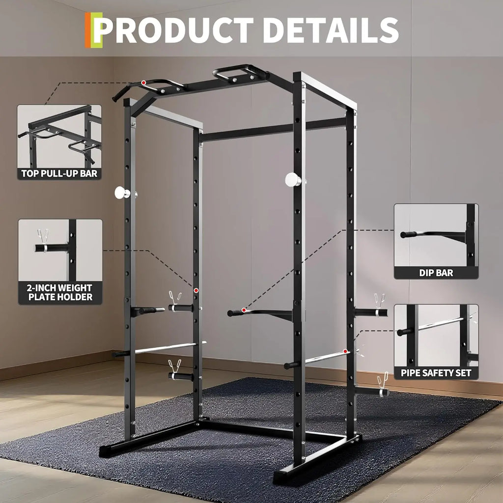 Adjustable Multi-Functional Power Rack with Pull-Up Bar for Home/Garage Gym