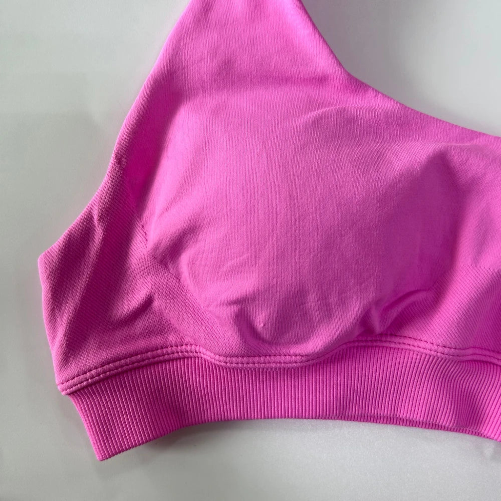 Women’s Yoga Bra Halter Neck Strap Open Back Medium Support Fitness Crop Top for Gym and Yoga