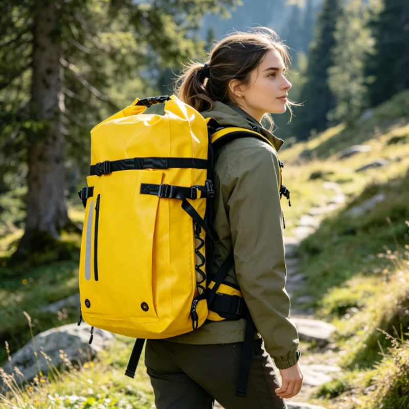 Waterproof Backpack Floating Dry Bag 30L Cushioned Back Hip Strap for Hiking Camping Kayaking Travel Diving Rafting