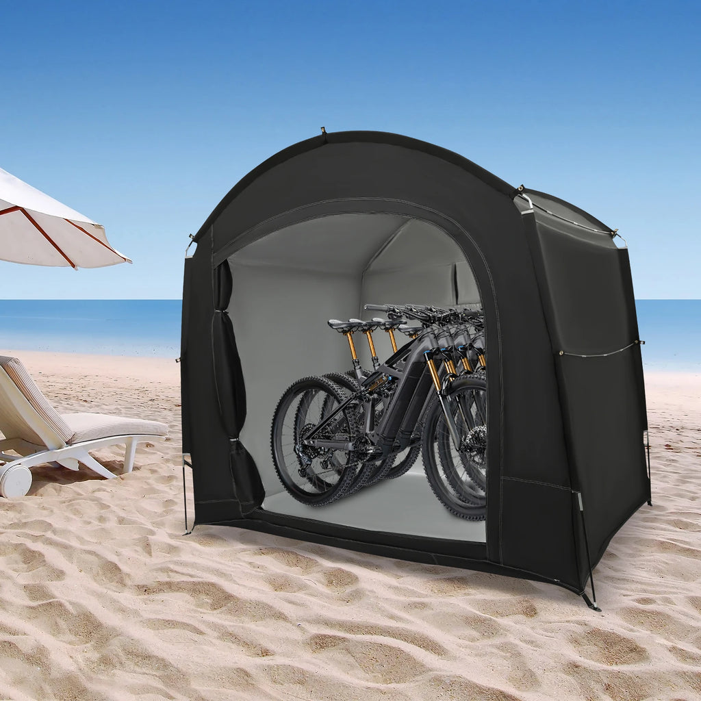 Bike Storage Shed for 1 to 4 Bikes Portable Waterproof Bicycle Shelter Tent 220x150x185cm 210D Oxford Cloth Foldable Sunshade Cover