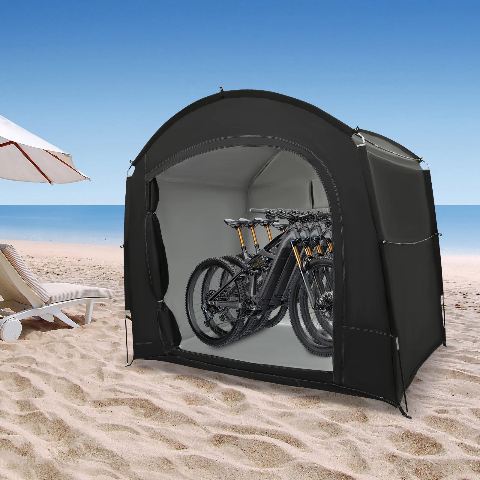 Bike Storage Shed for 1 to 4 Bikes Portable Waterproof Bicycle Shelter Tent 220x150x185cm 210D Oxford Cloth Foldable Sunshade Cover