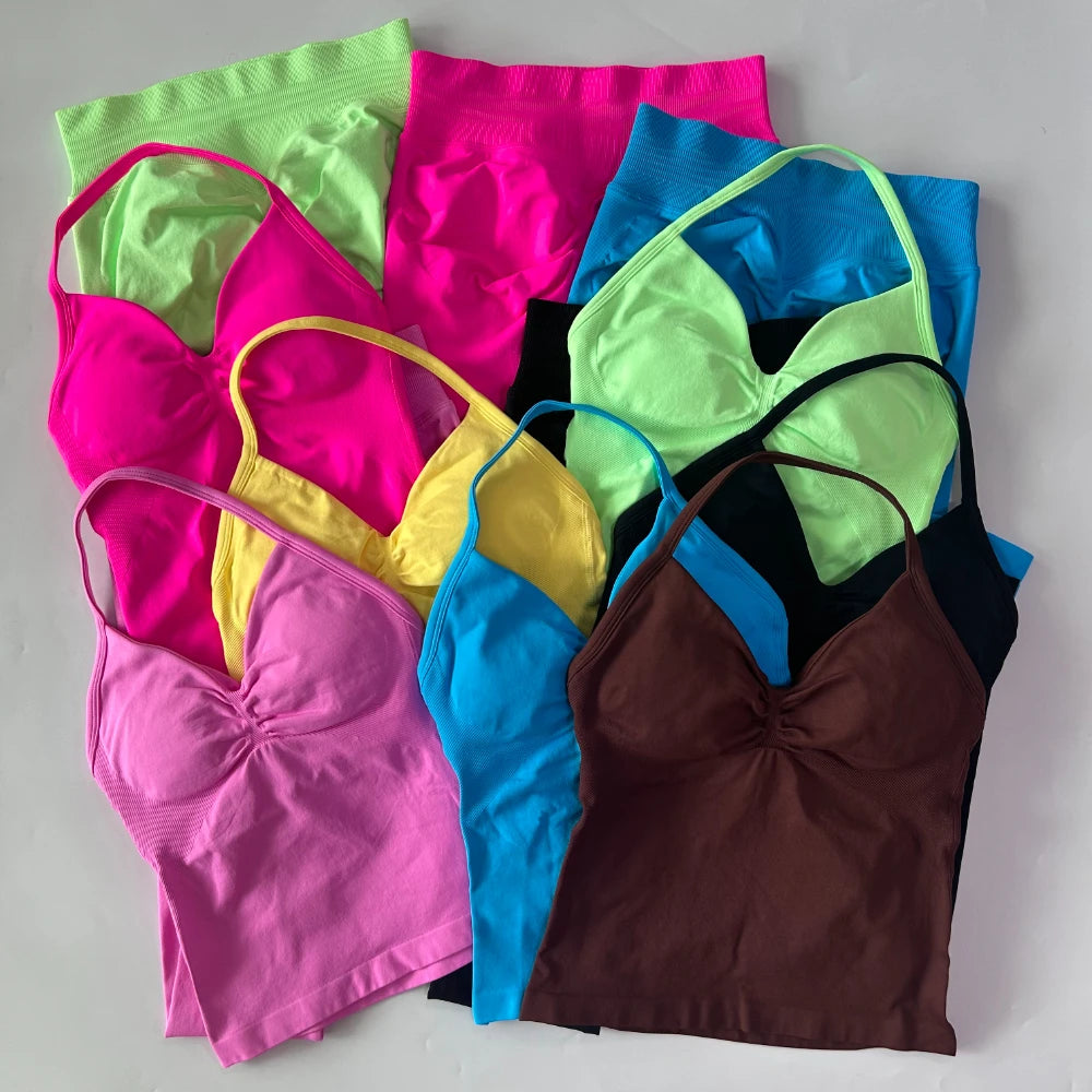 Womens Tank Tops & High Waist Scrunch Yoga Leggings