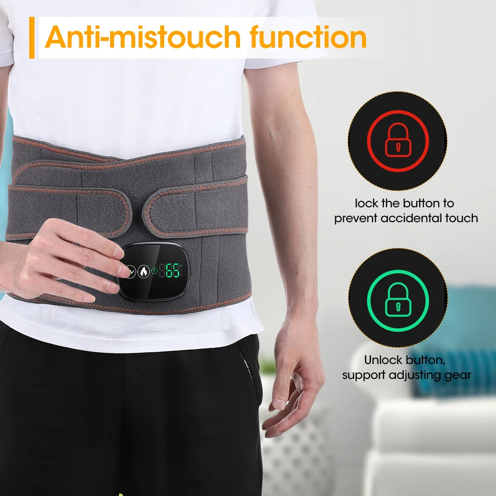 Heating Vibration Massager Belt Red Light Hot Compress Waist Support Brace Waist Back Massage Lumbar Support Belt