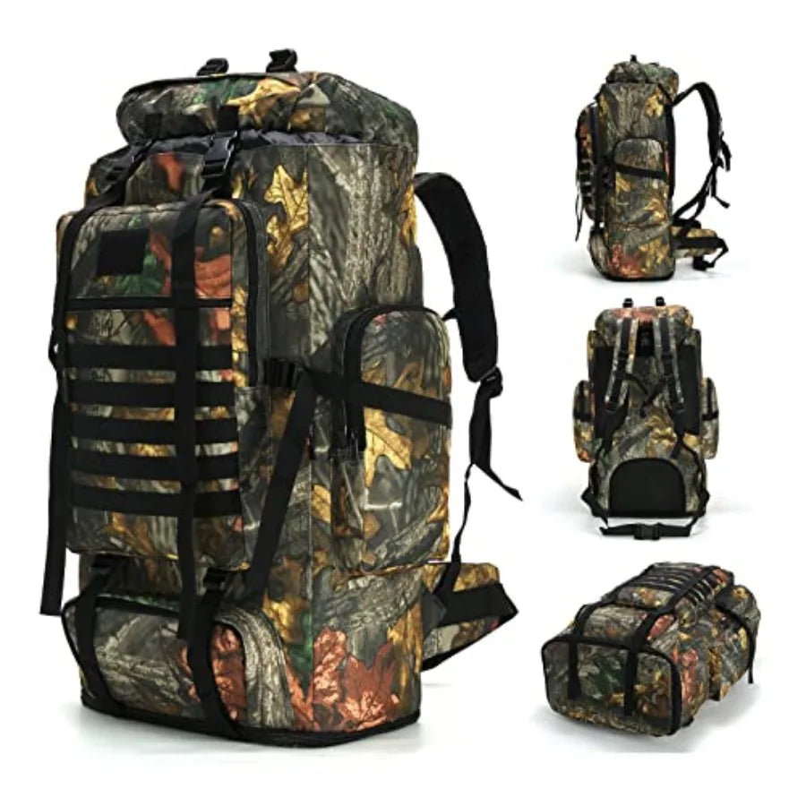 100L Hiking Camping Backpack MOLLE Rucksack Waterproof Daypack