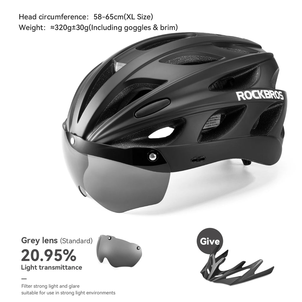 Cycling Helmet Lightweight Integrated Head Protection Safety Helmet with Goggles for Men and Women MTB and Road Bike Riding