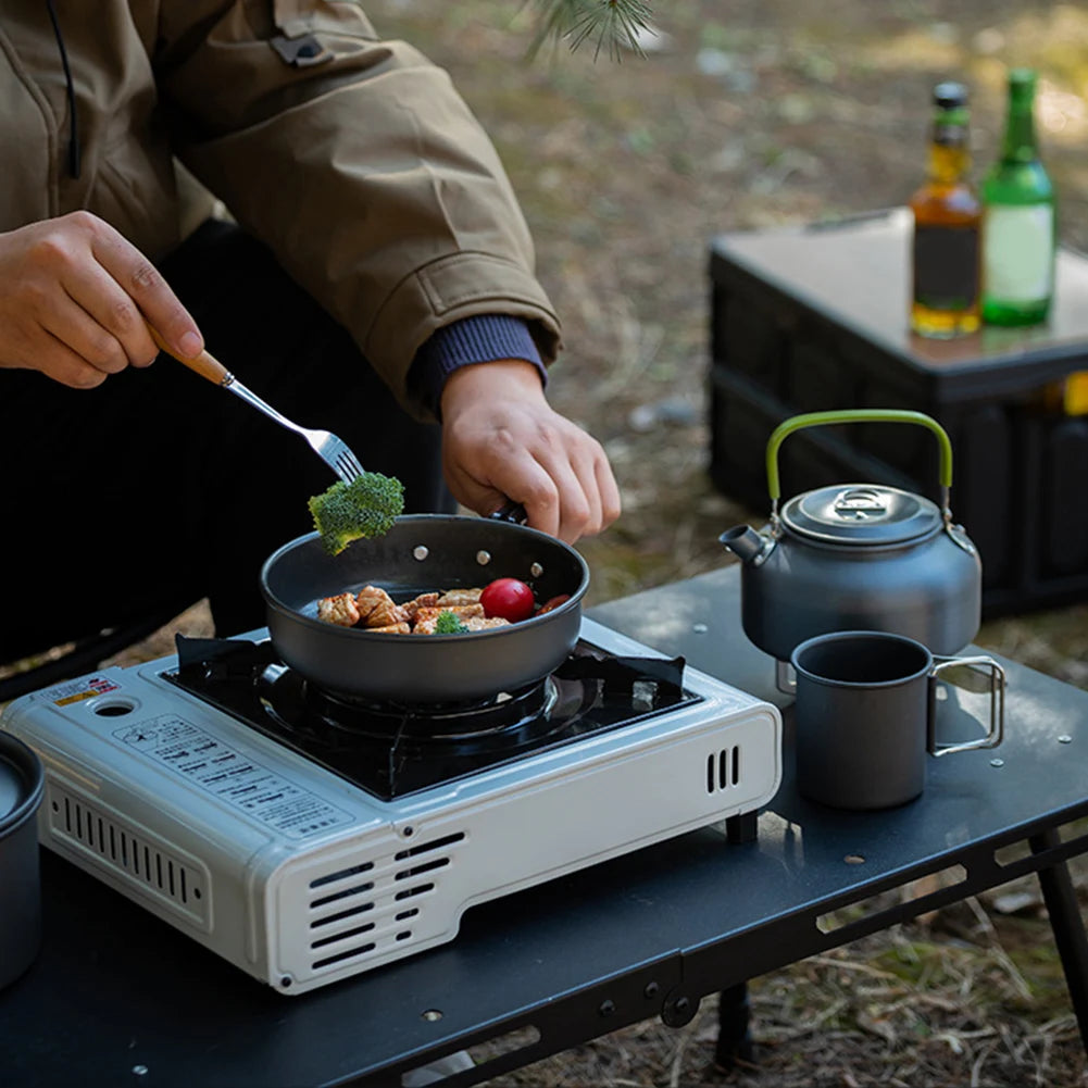 3PCS Camping Cookware Set Pot Pan Kettle Set Portable Cooker for 2 to 3 People with Mesh Bag for Camping Backpacking Outdoor Picnic