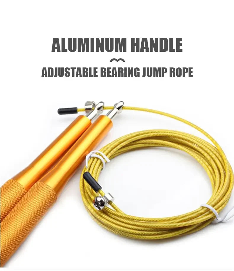 High Fast Speed Wire Jump Rope Black Adjustable Steel Rope with Aluminum Handles for Fitness