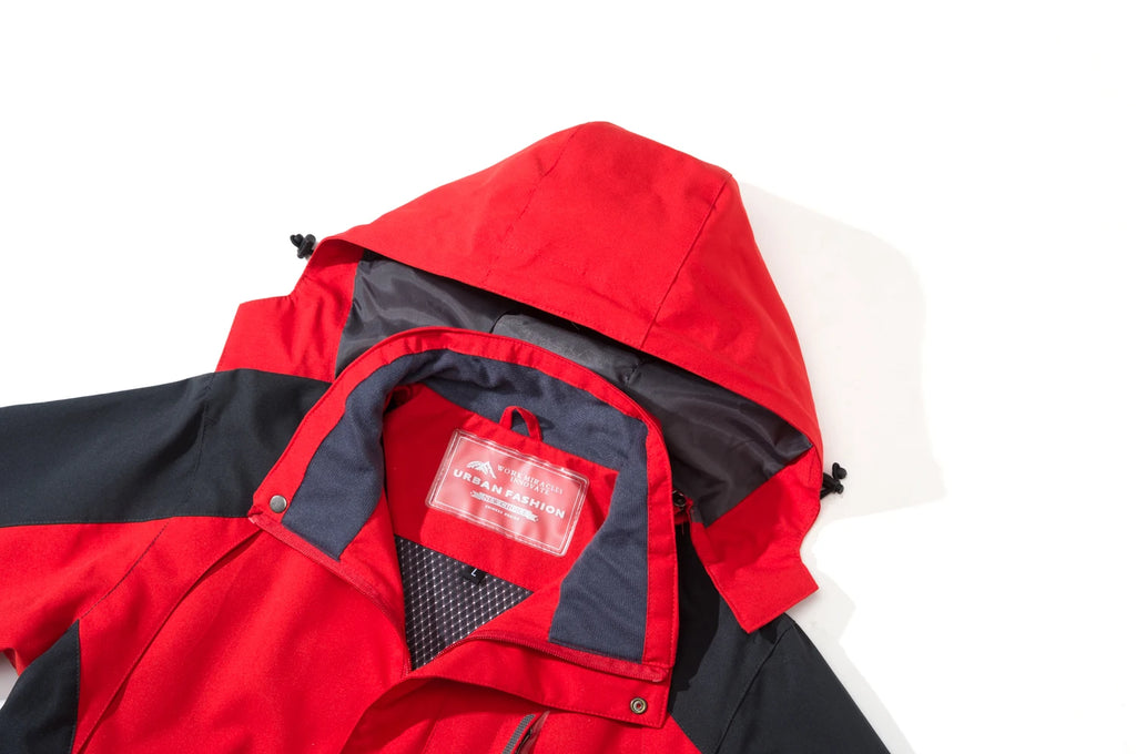 Men’s Spring Autumn Outdoor Water Repellent Jacket Windproof Wear Resistant Detachable Hood for Camping Fishing Mountaineering Hiking