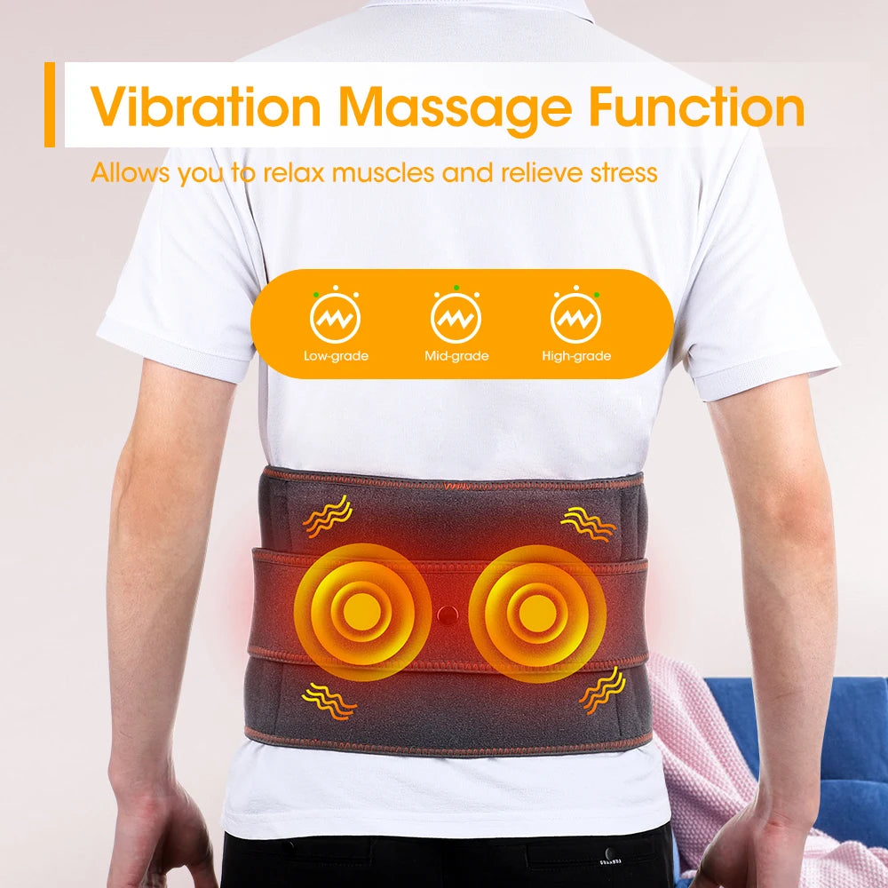 Heating Vibration Massager Belt Red Light Hot Compress Waist Support Brace Waist Back Massage Lumbar Support Belt