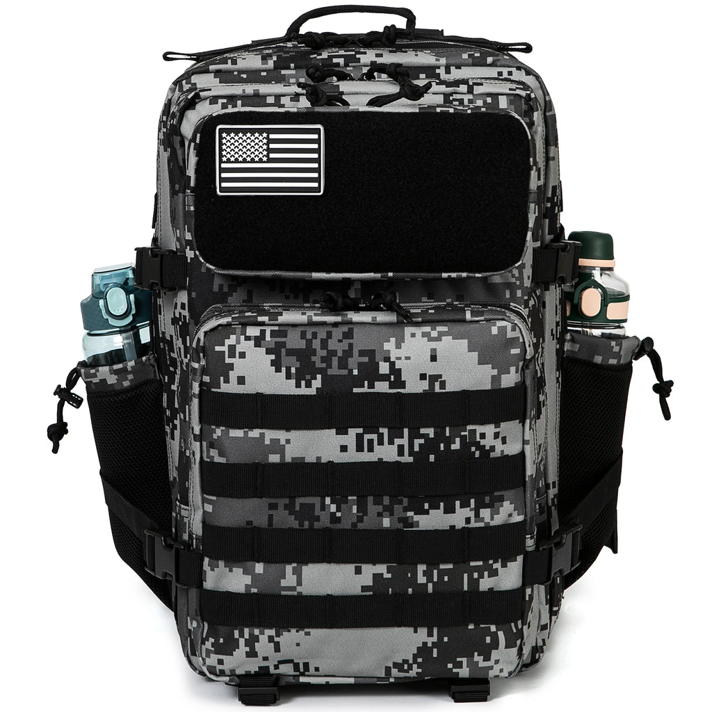45L Tactical Backpack Survival Bag Hunting MOLLE Backpack Gym Men EDC Outdoor Hiking Rucksack with Bottle Holder
