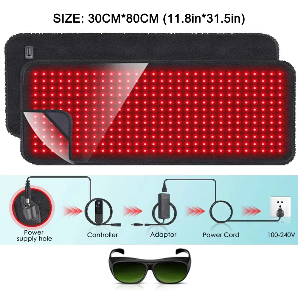 Red Light Therapy Heating Pad Cushion Mat with Infrared Light for Waist Back Shoulder Muscle Pain Relief and Relaxation